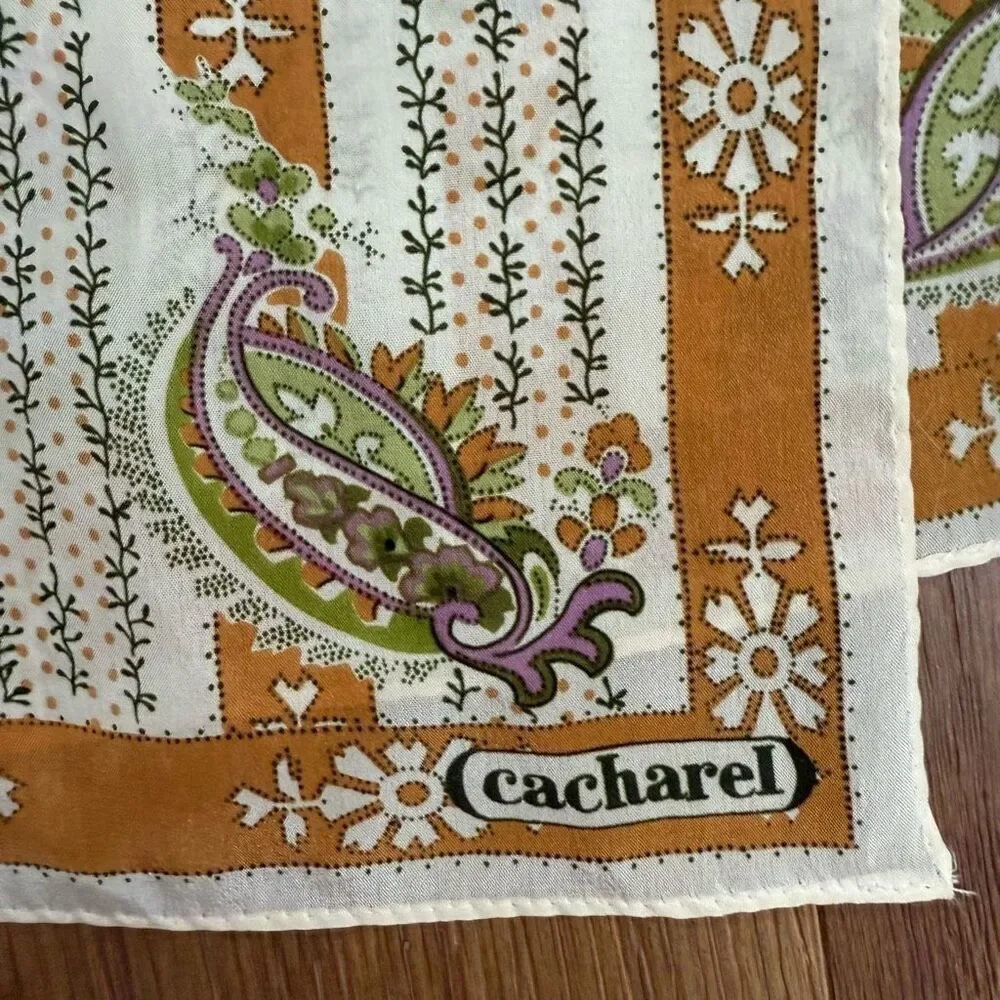 Vintage Cacharel X Glentex Paisley Floral Silk Scarf Hair Neck